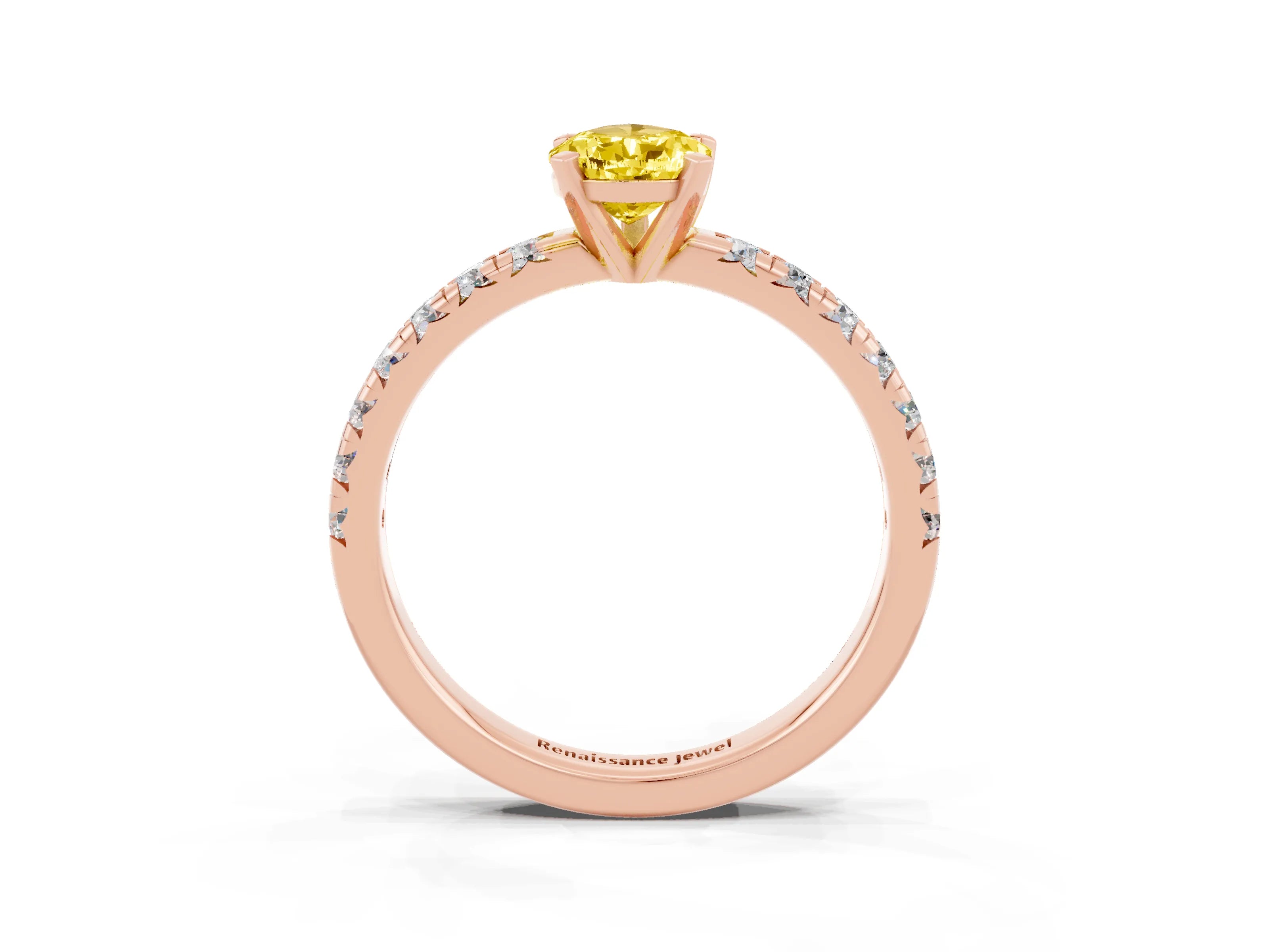 Rose gold Pear Cut Solitaire Pave Diamond Engagement Ring with Four-Prong Setting_3