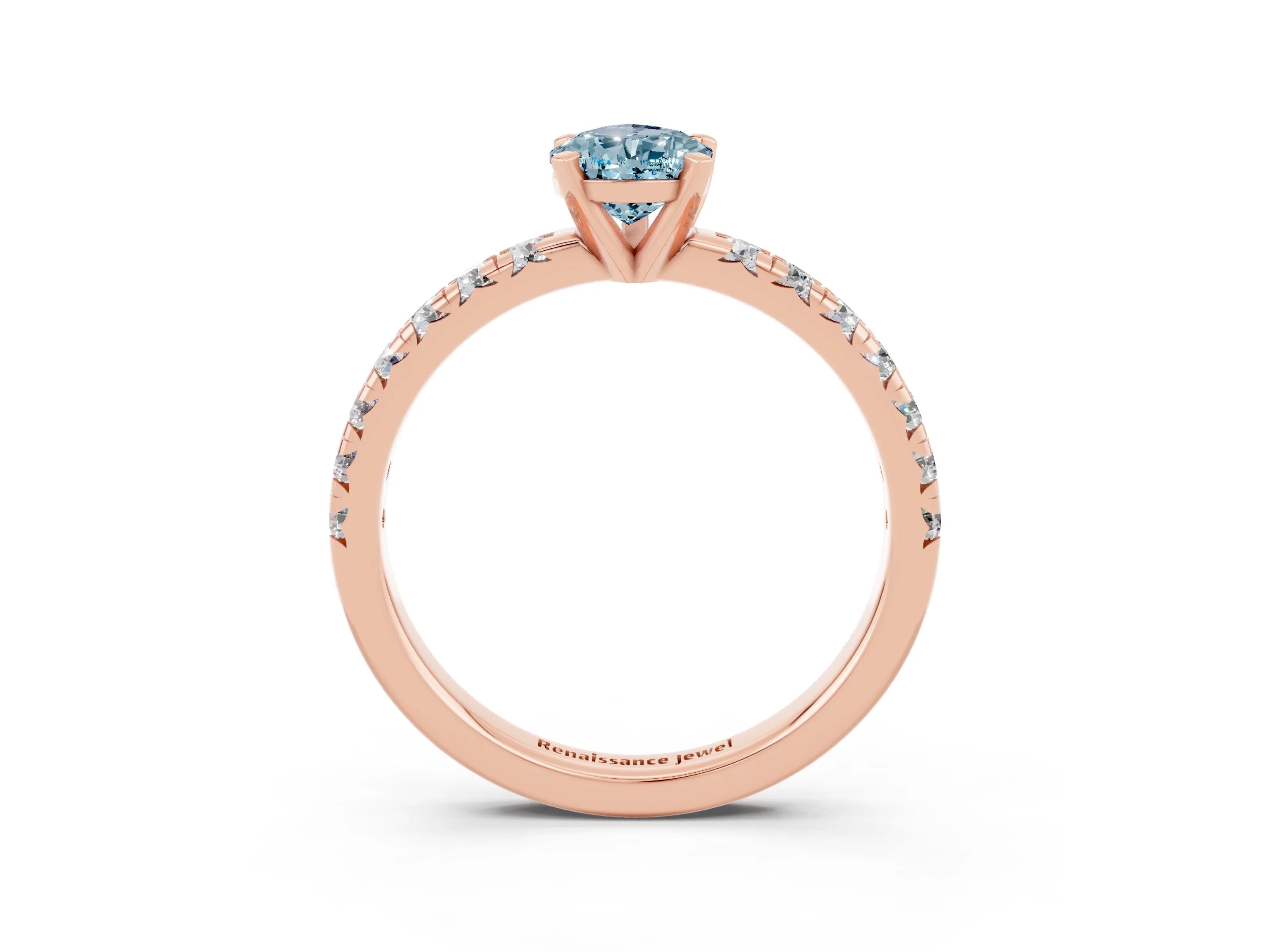 Rose gold Pear Cut Solitaire Pave Diamond Engagement Ring with Four-Prong Setting_3