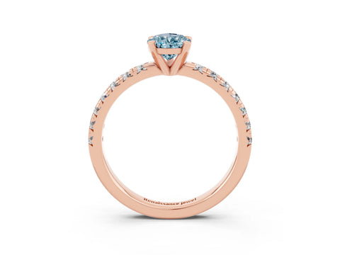 Rose gold Pear Cut Solitaire Pave Diamond Engagement Ring with Four-Prong Setting_3