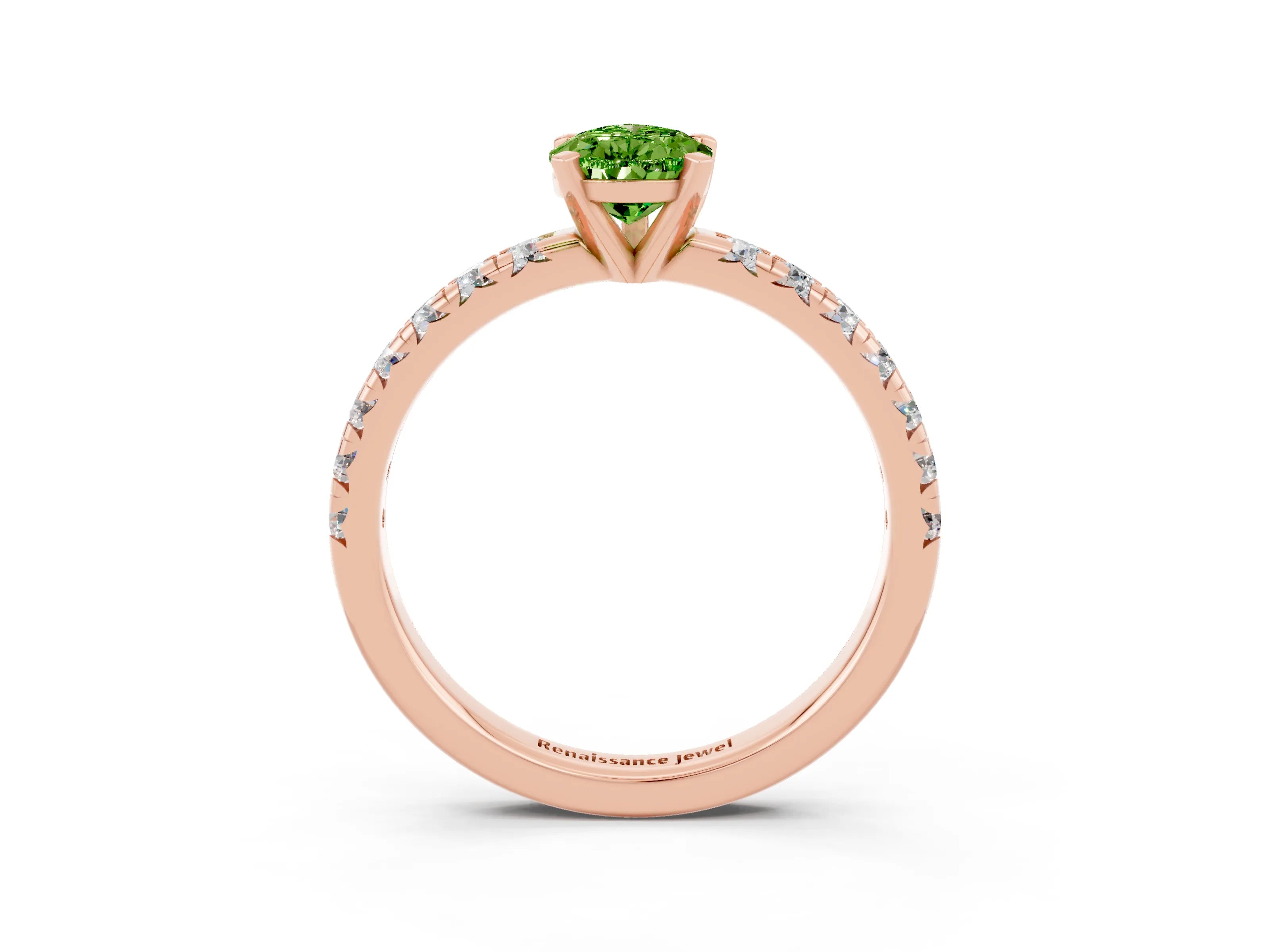 Rose gold Pear Cut Solitaire Pave Diamond Engagement Ring with Four-Prong Setting_3
