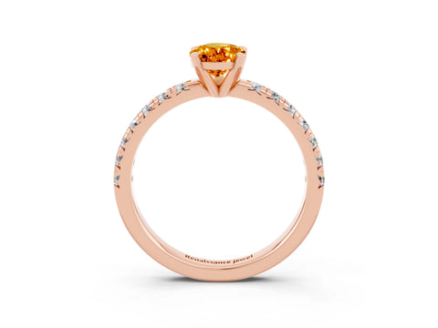 Rose gold Pear Cut Solitaire Pave Diamond Engagement Ring with Four-Prong Setting_3