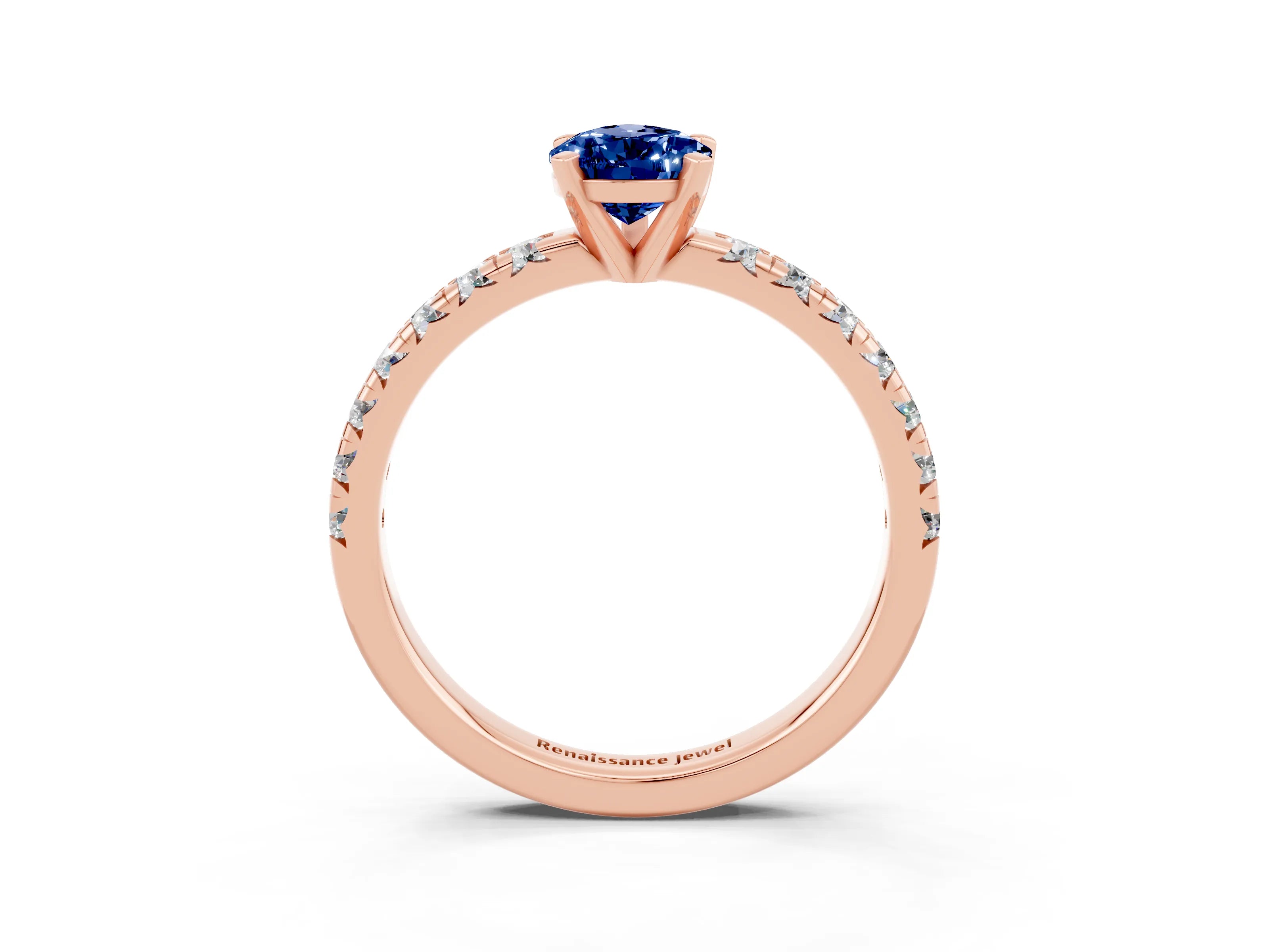 Rose gold Pear Cut Solitaire Pave Diamond Engagement Ring with Four-Prong Setting_3