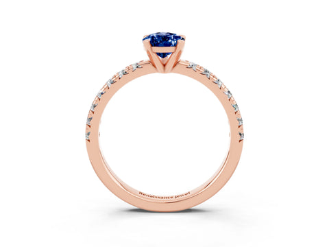 Rose gold Pear Cut Solitaire Pave Diamond Engagement Ring with Four-Prong Setting_3