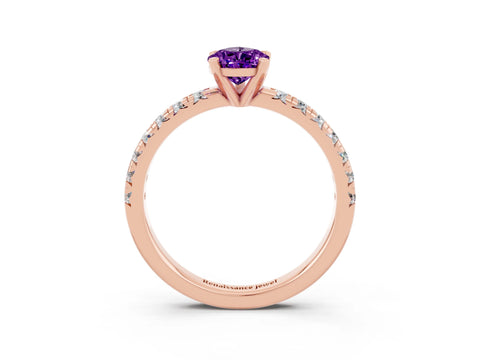 Rose gold Pear Cut Solitaire Pave Diamond Engagement Ring with Four-Prong Setting_3
