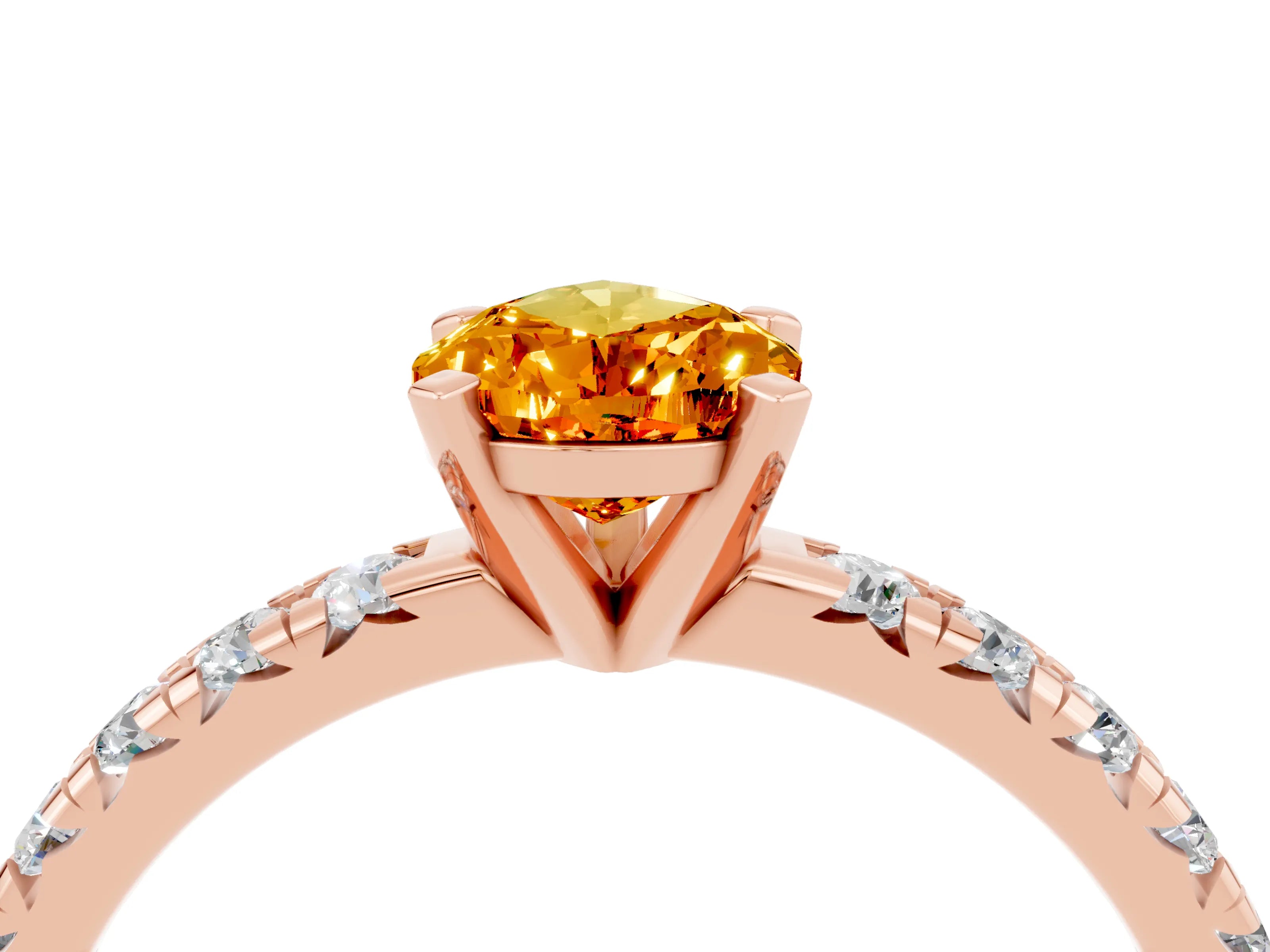 Rose gold Pear Cut Solitaire Pave Diamond Engagement Ring with Four-Prong Setting_4