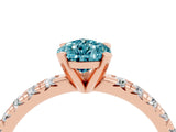 Rose gold Pear Cut Solitaire Pave Diamond Engagement Ring with Four-Prong Setting_4