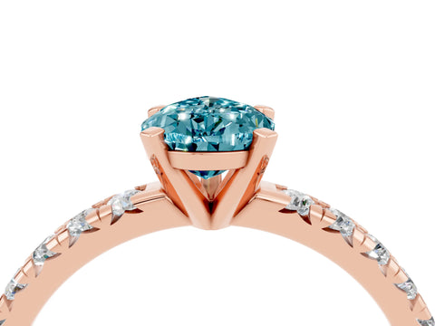 Rose gold Pear Cut Solitaire Pave Diamond Engagement Ring with Four-Prong Setting_4