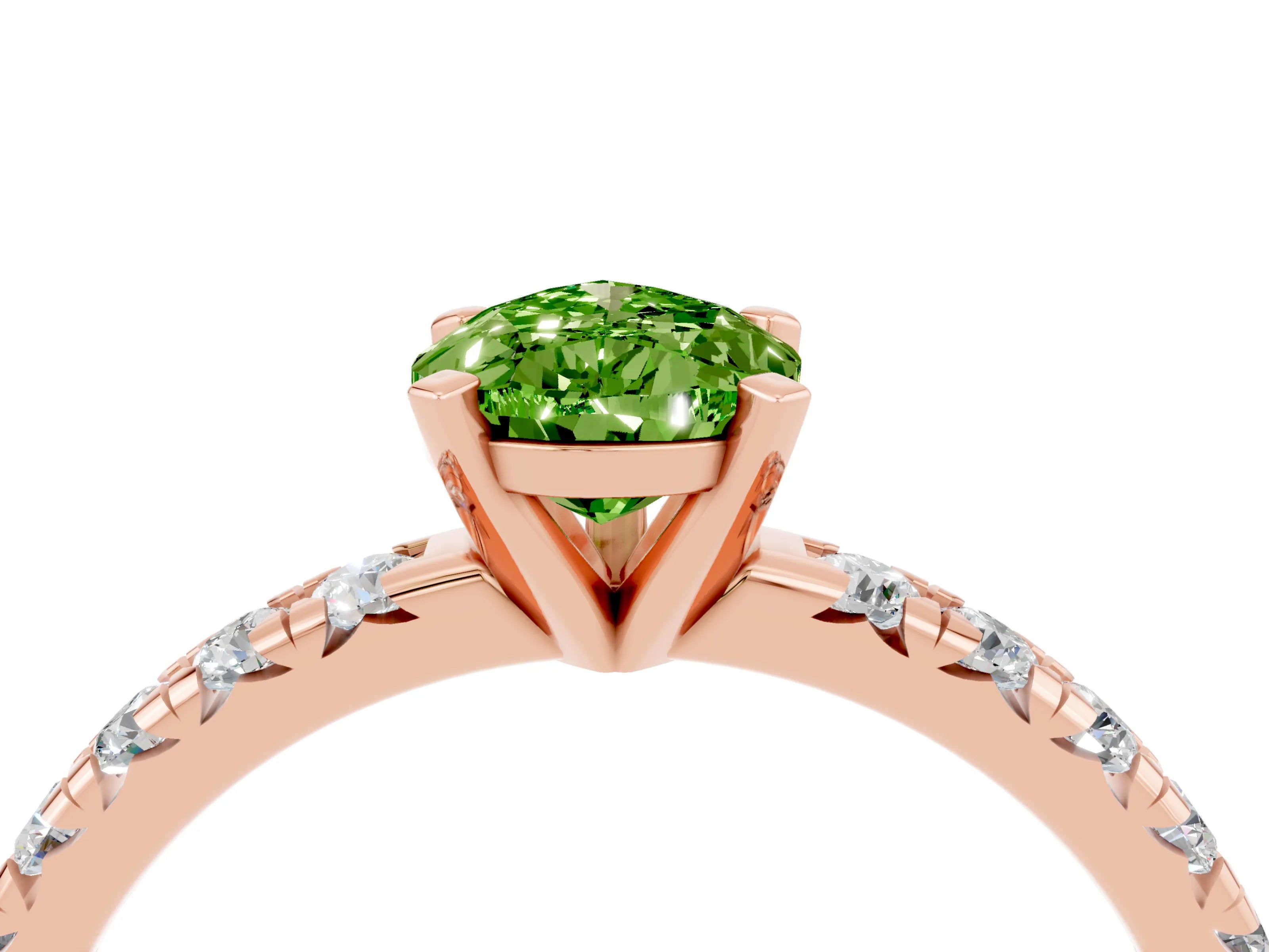 Rose gold Pear Cut Solitaire Pave Diamond Engagement Ring with Four-Prong Setting_4