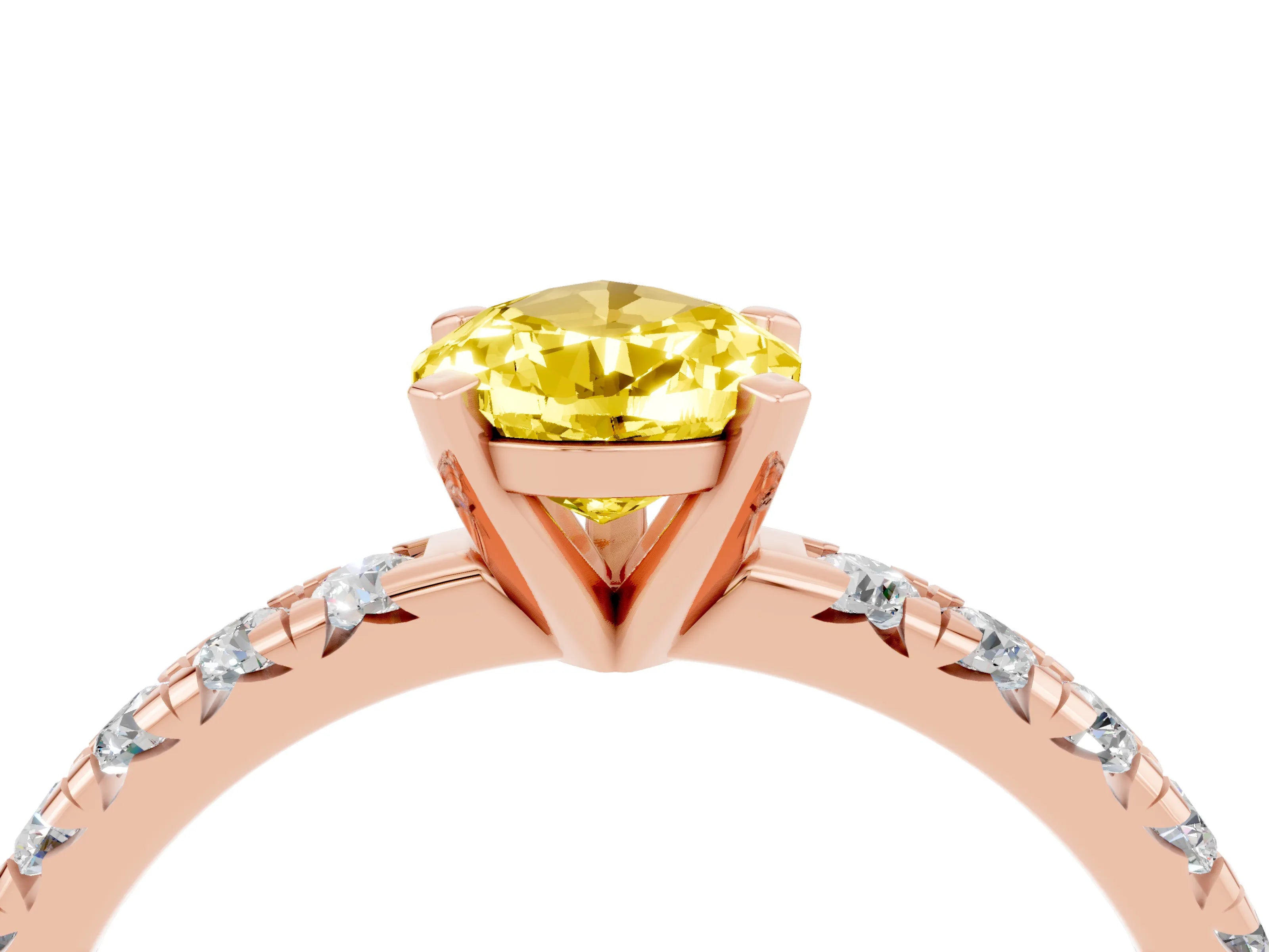 Rose gold Pear Cut Solitaire Pave Diamond Engagement Ring with Four-Prong Setting_4