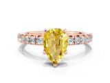 Rose gold Pear Cut Solitaire Pave Diamond Engagement Ring with Four-Prong Setting