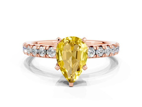 Rose gold Pear Cut Solitaire Pave Diamond Engagement Ring with Four-Prong Setting