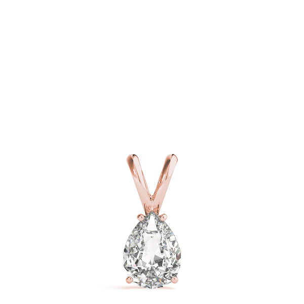 Rose gold Pear Cut Solitaire Pendant with Three-Prong Setting 1