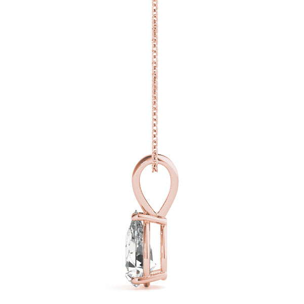 Rose gold Pear Cut Solitaire Pendant with Three-Prong Setting 2