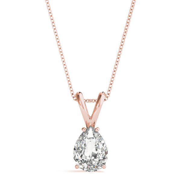 Rose gold Pear Cut Solitaire Pendant with Three-Prong Setting
