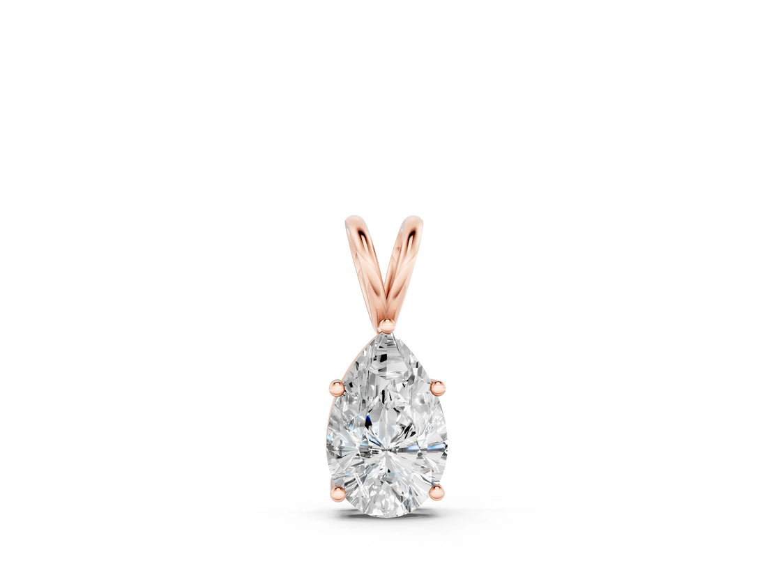 Rose gold Pear Cut Solitaire Pendant with Three-Prong Setting_11