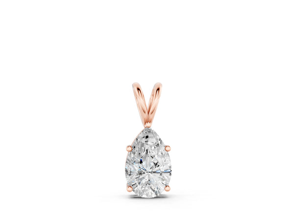Rose gold Pear Cut Solitaire Pendant with Three-Prong Setting