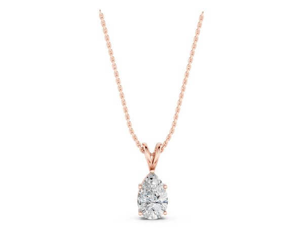 Rose gold Pear Cut Solitaire Pendant with Three-Prong Setting