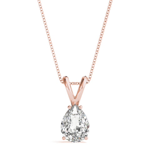 Rose gold Pear Cut Solitaire Pendant with Three-Prong Setting