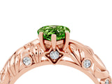 Rose gold Pear Cut Solitaire Peridot Leaf-Inspired Vine Band Ring with Prong Setting_4