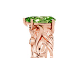 Rose gold Pear Cut Solitaire Peridot Leaf-Inspired Vine Band Ring with Prong Setting_5