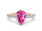 Rose gold Pear Cut Solitaire Pink Sapphire Ring with Pave Band and Four-Prong Setting_24
