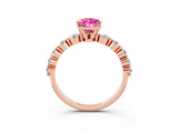 Rose gold Pear Cut Solitaire Pink Sapphire Ring with Pave Band and Four-Prong Setting_27