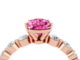 Rose gold Pear Cut Solitaire Pink Sapphire Ring with Pave Band and Four-Prong Setting_28