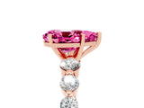 Rose gold Pear Cut Solitaire Pink Sapphire Ring with Pave Band and Four-Prong Setting_29