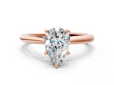 Rose gold Pear Cut Solitaire Ring with Cathedral Band and Four-Prong Setting_116