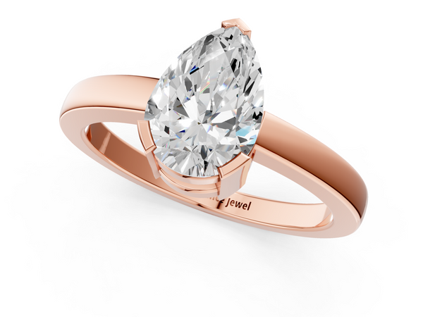 Rose gold Pear Cut Solitaire Ring with Four-Prong Setting and Classic Band