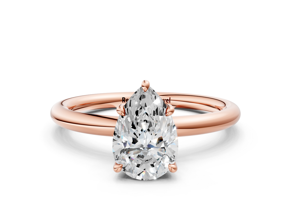 Rose gold Pear Cut Solitaire Ring with Thin Band and Four-Prong Setting_36