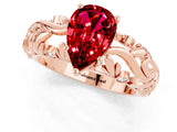 Rose gold Pear Cut Solitaire Ruby Leaf-Inspired Vine Band Ring with Prong Setting_1