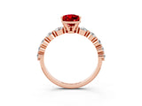 Rose gold Pear Cut Solitaire Ruby Ring with Pave Band and Four-Prong Setting_3