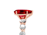 Rose gold Pear Cut Solitaire Ruby Ring with Pave Band and Four-Prong Setting_5