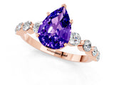 Rose gold Pear Cut Solitaire Tanzanite Ring with Pave Band and Four-Prong Setting_1