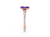 Rose gold Pear Cut Solitaire Tanzanite Ring with Pave Band and Four-Prong Setting_2