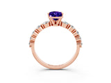 Rose gold Pear Cut Solitaire Tanzanite Ring with Pave Band and Four-Prong Setting_3