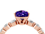 Rose gold Pear Cut Solitaire Tanzanite Ring with Pave Band and Four-Prong Setting_4