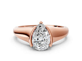 Rose gold Pear Cut Solitaire Tension Set Diamond Ring with Split Shank Band_15