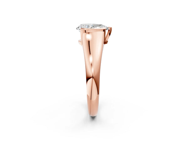 Rose Gold Pear-Shaped Tension Style Solitaire Engagement Ring Setting with Wide Sculpted Band