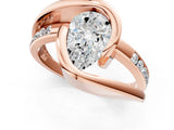 Rose gold Pear Cut Solitaire Tension-Set Diamond Split Shank Ring_16