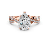Rose gold Pear Cut Solitaire Twist Pave Diamond Engagement Ring with Prong Setting_15
