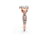 Rose gold Pear Cut Solitaire Twist Pave Diamond Engagement Ring with Prong Setting_17