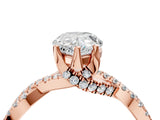 Rose gold Pear Cut Solitaire Twist Pave Diamond Engagement Ring with Prong Setting_19