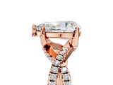 Rose gold Pear Cut Solitaire Twist Pave Diamond Engagement Ring with Prong Setting_44