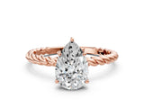 Rose gold Pear Cut Solitaire Twisted Band 4-Prong Ring_15