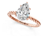 Rose gold Pear Cut Solitaire Twisted Band 4-Prong Ring_16