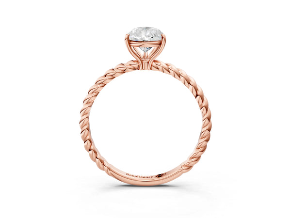 Rose Gold Pear-Shaped Twisted Solitaire Engagement Ring Setting with Plain Rope Band