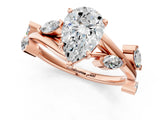 Rose gold Pear Cut Solitaire Twisted Band Marquise Accent Prong Setting Ring_4
