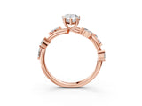 Rose gold Pear Cut Solitaire Twisted Band Marquise Accent Prong Setting Ring_6